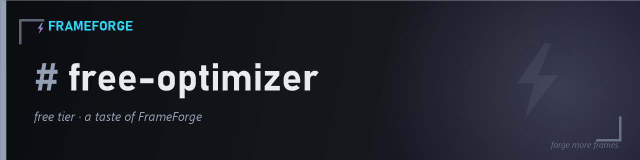 FrameForge #free-optimizer channel art